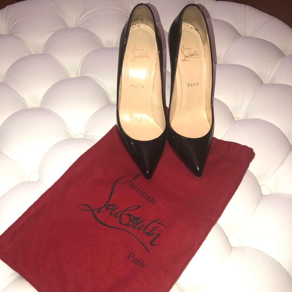 Christian Louboutin black patent leather stilettos
